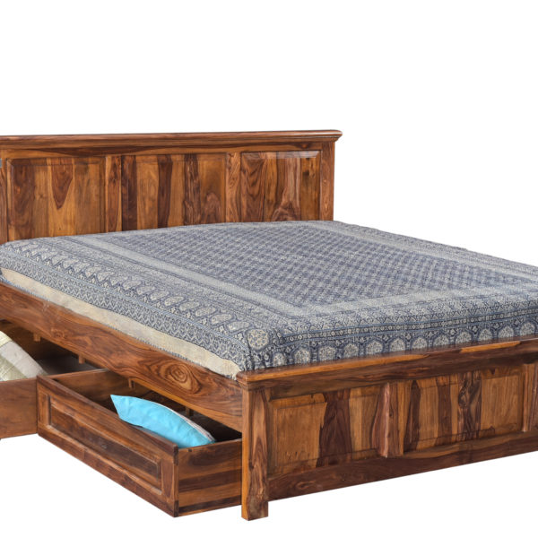 Tuscany Wooden Queen Bed With Storage (New Design 